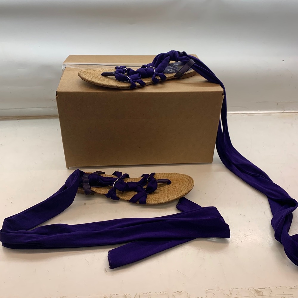 Colin Stuart Purple Lace Up Gladiator‎ Sandals Espadrille Flat Thong Womens 6.5B